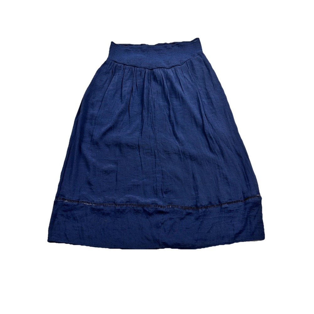 BCX Women's Navy Blue Boho Breezy Summer Pull On Lined Midi Skirt Size Large